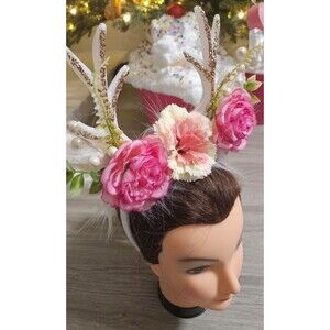 Handmade Light-Up Floral Antler Headband LED Deer Antlers Festival Costume NWOT